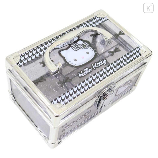 Japan Sanrio Clear Makeup Organizer Vanity Case - Hello Kitty : Houndstooth Black - 3