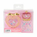Japan Sanrio Original Heart-Shaped Glitter Trinket Box & Charm Set - Hello Kitty : Compact Gold - 2