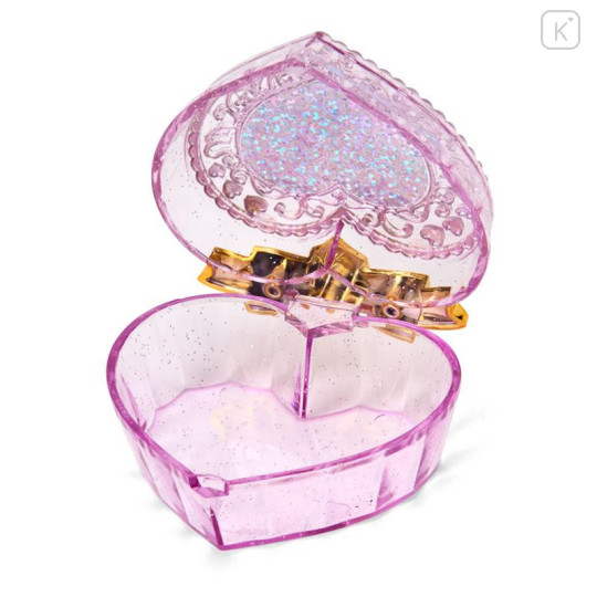 Japan Sanrio Original Heart-Shaped Glitter Trinket Box & Charm Set - Kuromi : Compact Gold - 6