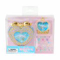 Japan Sanrio Original Heart-Shaped Glitter Trinket Box & Charm Set - Cinnamoroll : Compact Gold - 2