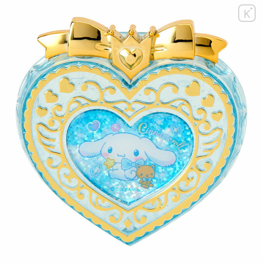 Japan Sanrio Original Heart-Shaped Glitter Trinket Box & Charm Set - Cinnamoroll : Compact Gold - 3