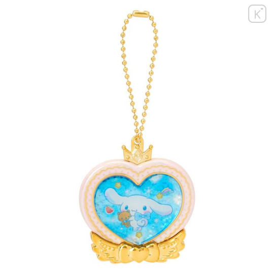 Japan Sanrio Original Heart-Shaped Glitter Trinket Box & Charm Set - Cinnamoroll : Compact Gold - 4