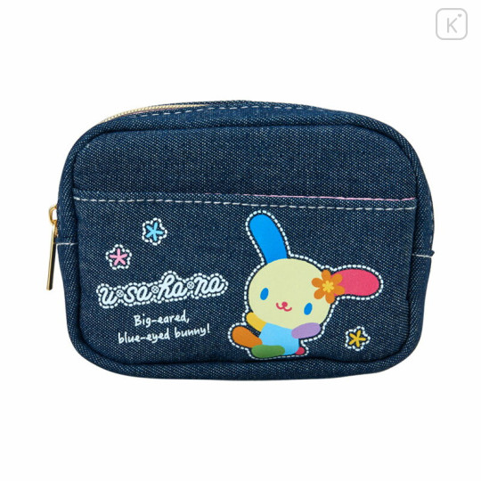 Japan Sanrio Square Pouch - Usahana : Loves Summer Denim - 1