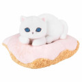 Japan Mofusand Die-cut Cushion & Plush Set - Mofusand Coffee And Donuts White Cat Pink - 4