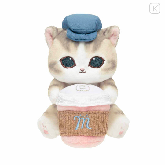 Japan Mofusand Monitor Plush Toy - Mofusand Coffee And Donuts Hot Cat : Watching from Your Desktop - 1