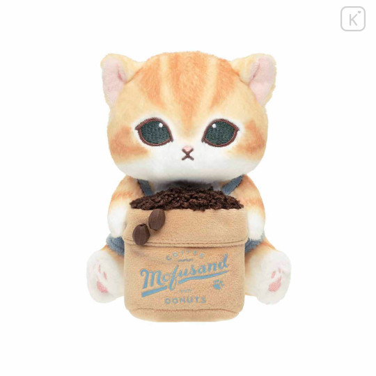 Japan Mofusand Monitor Plush Toy - Mofusand Coffee And Donuts Bean Cat : Watching from Your Desktop - 4