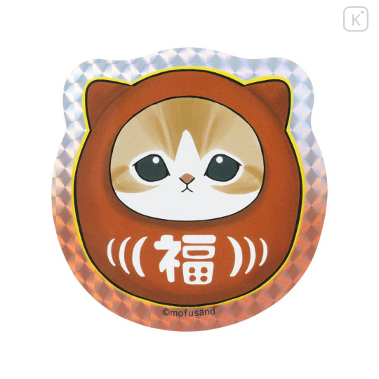 Japan Mofusand Large Vinyl Hologram Sticker - Happy Daruma Cat - 1