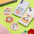Japan Mofusand Gold Foil Vinyl Sticker - Happy Laughing Cat Brings Good Fortune - 2