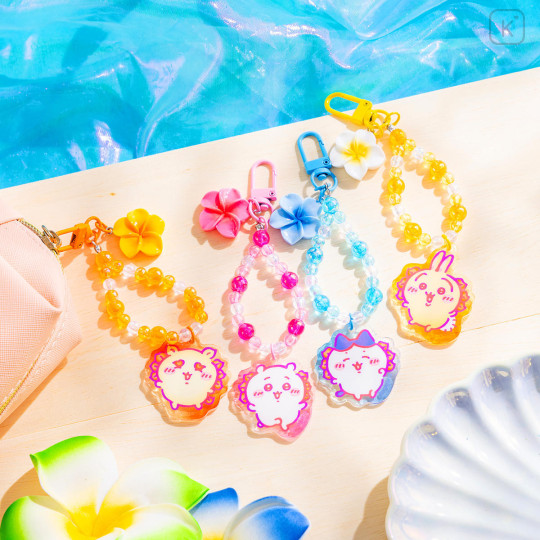 Japan Chiikawa Bead Strap with Mascot - Hachiware : Shisa Souvenir Shop Hibiscus Blue - 2