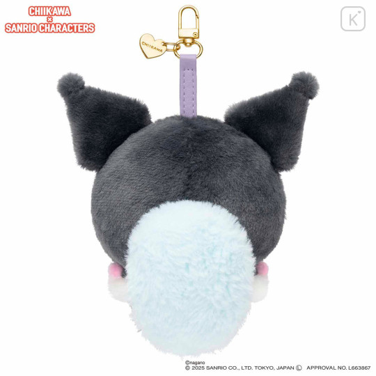 Japan Chiikawa × Sanrio Kiramekko Mascot Keychain - Kuromi & Momonga - 7