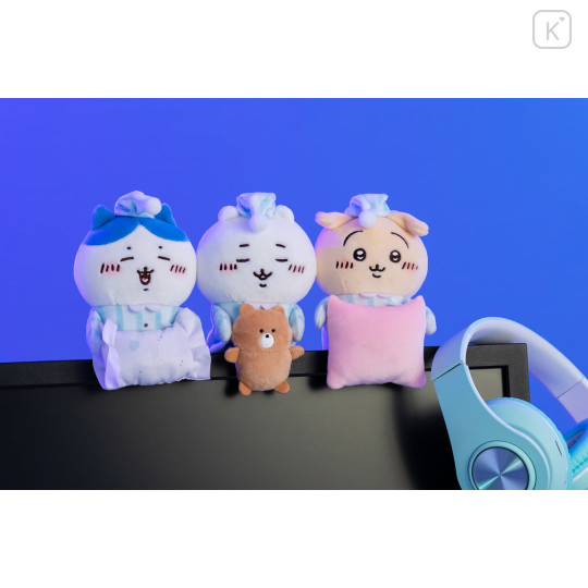 Japan Chiikawa Monitor Plush Toy - Hachiware : Hook-and-loop Watching from Your Desktop Pajama Sleepy - 2