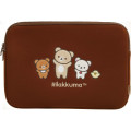 Japan San-X 13 inch Laptop Bag Tablet Case - Rilakkuma : Embroidered Appliques Brown - 1