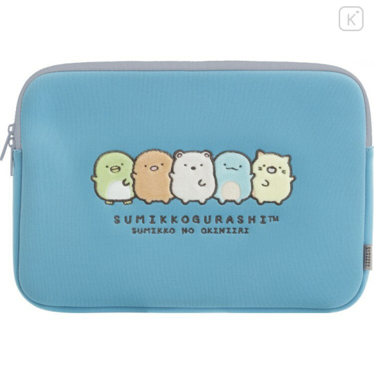 Japan San-X 13 inch Laptop Bag Tablet Case - Sumikko Gurashi : Embroidered Appliques Blue - 1