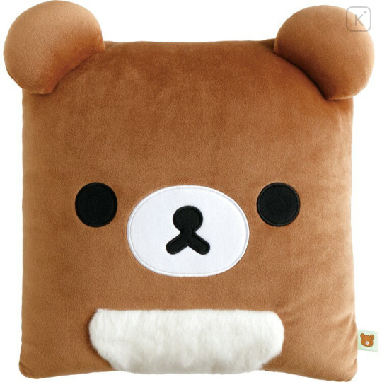 Japan San-X Super Mochimochi Cushion - Chairoikoguma : Rilakkuma Sleeping Together Square Face - 1