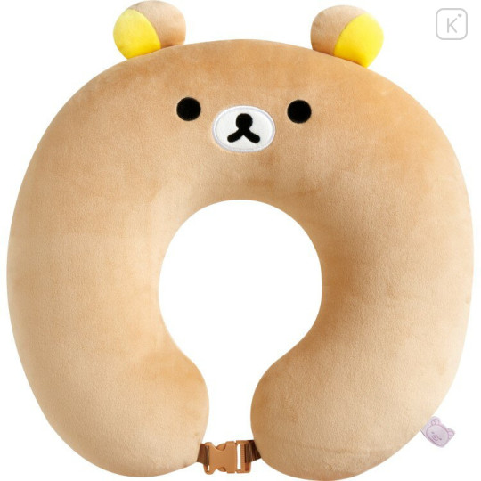 Japan San-X Travel Fluffy Neck Pillow Cushion - Rilakkuma : Rilakkuma Sleeping Together - 1