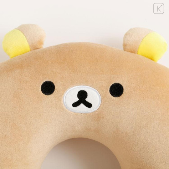 Japan San-X Travel Fluffy Neck Pillow Cushion - Rilakkuma : Rilakkuma Sleeping Together - 4