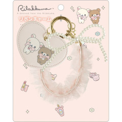 Japan San-X Mascot Bag Charm - Chairoikoguma & Korilakkuma : Makeup Rilakkuma Tulle Ribbon Pink