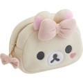 Japan San-X Plush Pouch with Mirror - Korilakkuma : Makeup Rilakkuma Face Ribbon - 1