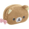 Japan San-X Plush Pouch with Mirror - Rilakkuma : Makeup Rilakkuma Face Ribbon - 1