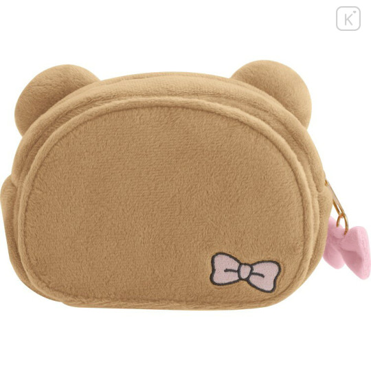Japan San-X Plush Pouch with Mirror - Rilakkuma : Makeup Rilakkuma Face Ribbon - 2