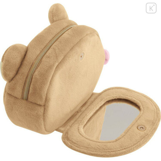 Japan San-X Plush Pouch with Mirror - Rilakkuma : Makeup Rilakkuma Face Ribbon - 3
