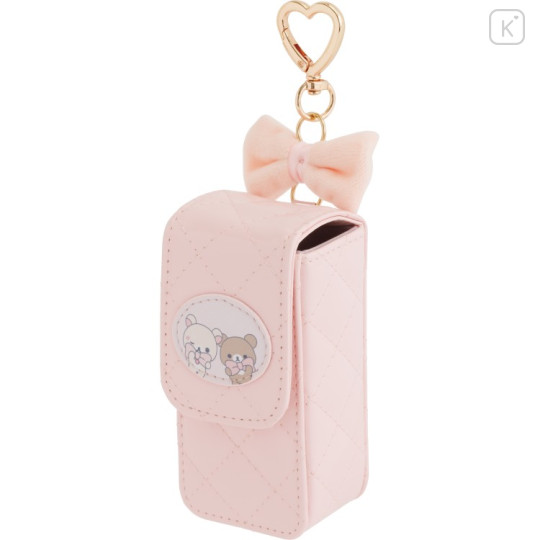 Japan San-X Lip Pouch with Carabiner - Chairoikoguma & Korilakkuma : Ribbon Pink - 1