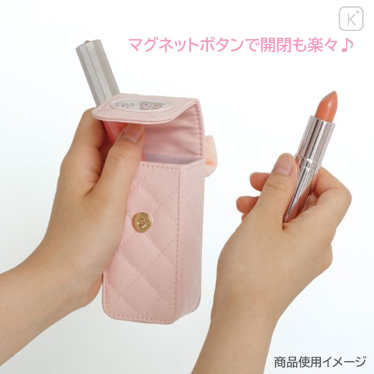Japan San-X Lip Pouch with Carabiner - Chairoikoguma & Korilakkuma : Ribbon Pink - 3