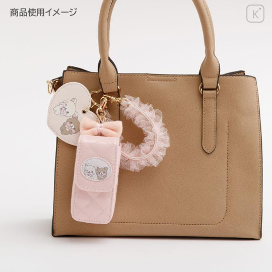 Japan San-X Lip Pouch with Carabiner - Chairoikoguma & Korilakkuma : Ribbon Pink - 4