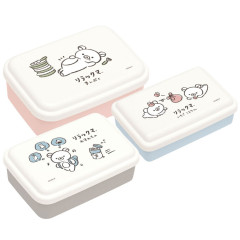Japan San-X Nesting Food Storage Container Set - Rilakkuma : Relax Manpuku