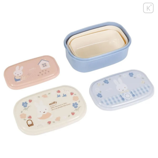 Japan Miffy Nesting Food Storage Container Set - Miffy : British Garden - 3