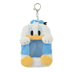 Japan Disney Store Photo Holder Card Case Keychain - Donald : Fluffy Heart Pounding