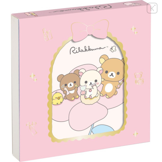 Japan San-X Square Memo Pad - Rilakkuma : Makeup Rilakkuma Flower - 1
