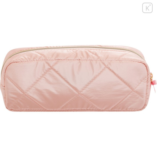 Japan San-X Pen Pouch Pencil Case - Chairoikoguma & Korilakkuma : Makeup Rilakkuma Quilted Ribbon Pink - 2