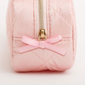 Japan San-X Pen Pouch Pencil Case - Chairoikoguma & Korilakkuma : Makeup Rilakkuma Quilted Ribbon Pink - 3