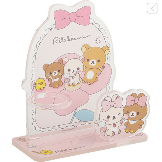 Japan San-X Acrylic Pen Stand - Rilakkuma : Makeup Rilakkuma Acrylic Pen Stand - 1