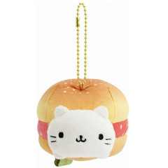 Japan San-X Keychain Plush - Nyan Nyan Nyanko : Always Together Retro Strawberry Cream Puff Cat