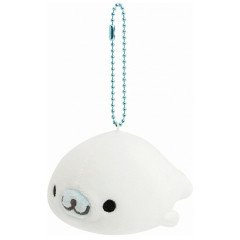 Japan San-X Keychain Plush - Always Together Retro Mamegoma White