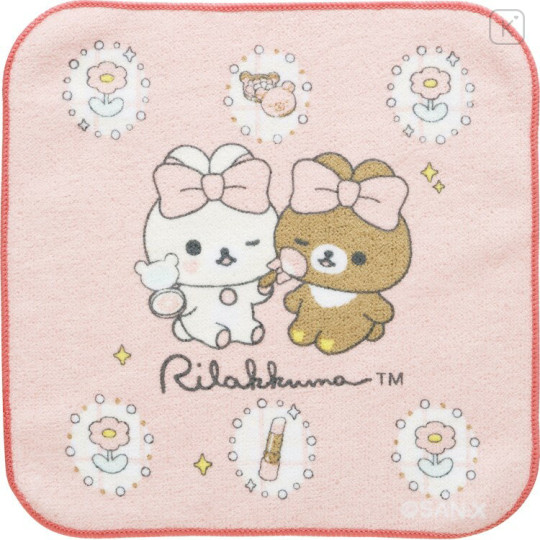 Japan San-X Mini Towel Handkerchief - Chairoikoguma & Korilakkuma : Makeup Rilakkuma - 1