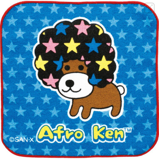 Japan San-X Mini Towel Handkerchief - Afro Ken : Blue Star - 1