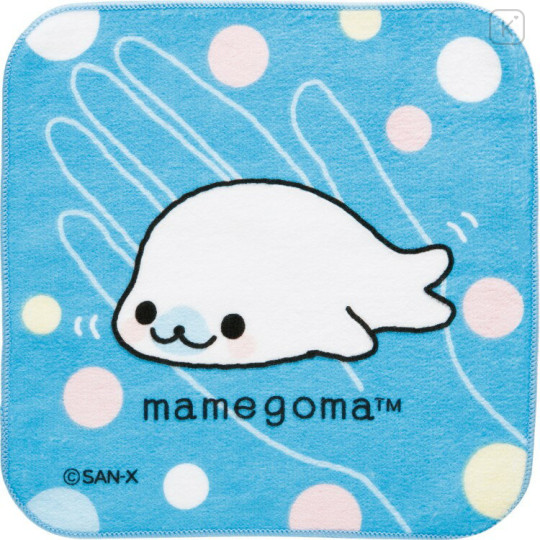 Japan San-X Mini Towel Handkerchief - Mamegoma : Blue - 1