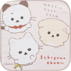 Japan San-X Mini Towel Handkerchief - Ishiyowa-chan : Introducing Kouhai-chan Pink