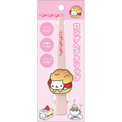 Japan San-X Long Hair Clip - Nyan Nyan Nyanko : Retro Strawberry Cream Puff Cat