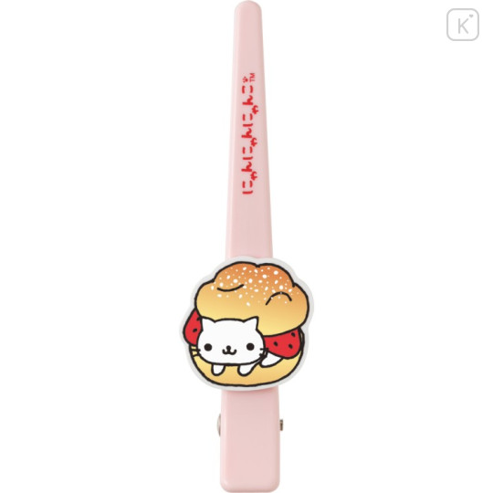 Japan San-X Long Hair Clip - Nyan Nyan Nyanko : Retro Strawberry Cream Puff Cat - 2