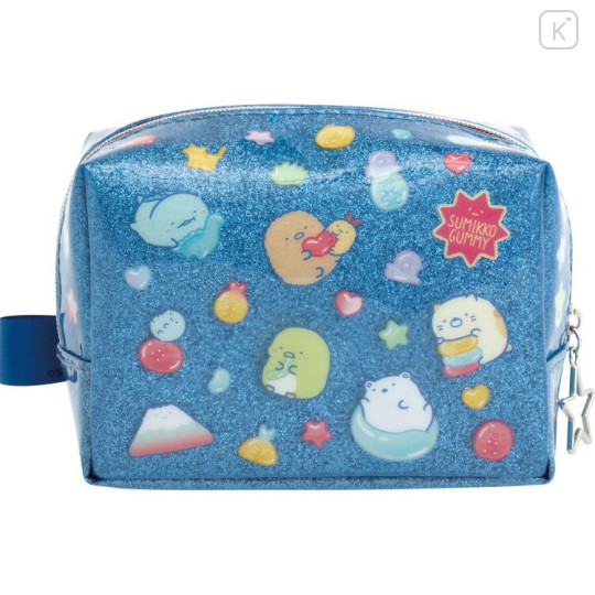Japan San-X Mini Square Pouch - Sumikko Gurashi : Gummy Gummy Party Blue - 2