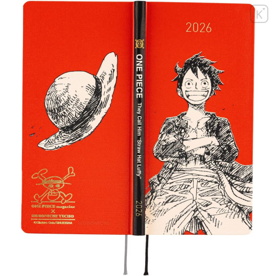 Japan Hobonichi Techo Weeks Hardcover Horizontal English - One Piece : Straw Hat Luffy Red / 2026 Jan / Monday Start - 2