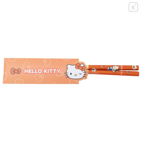Japan Sanrio Bamboo Chopsticks 21cm with Bag - Hello Kitty - 1