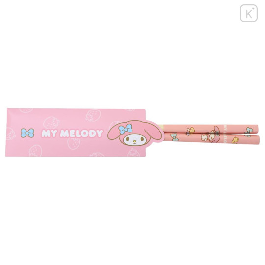 Japan Sanrio Bamboo Chopsticks 21cm with Bag - My Melody - 1