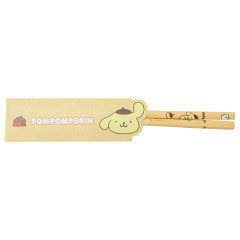 Japan Sanrio Bamboo Chopsticks 21cm with Bag - Pompompurin