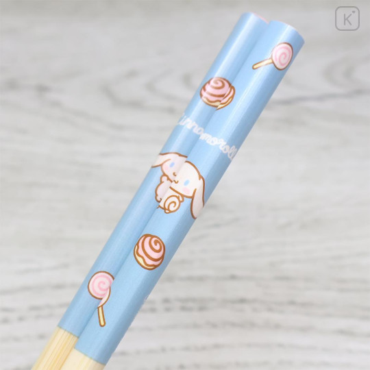 Japan Sanrio Bamboo Chopsticks 21cm with Bag - Cinnamoroll - 2