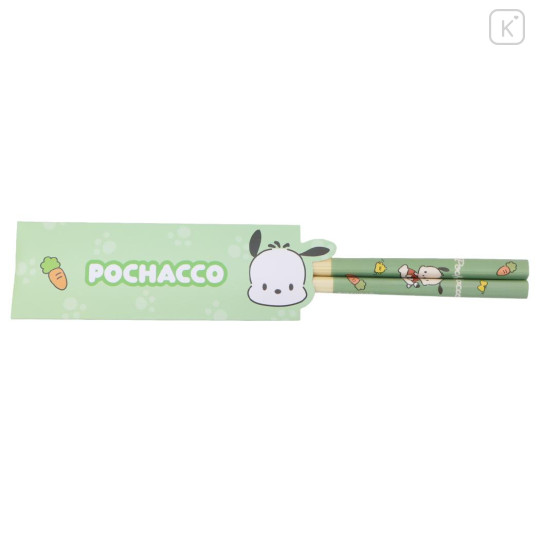 Japan Sanrio Bamboo Chopsticks 21cm with Bag - Pochacco - 1